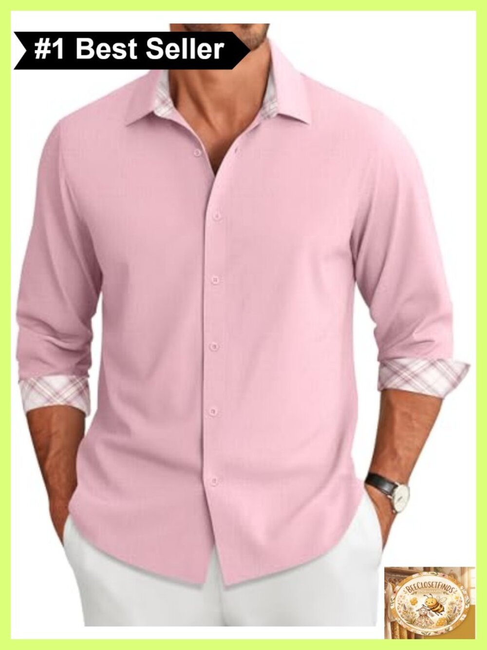Men's Long Sleeve Button Down Shirt Regular Fit Casual Dress Shirt